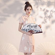 國潮旗袍  改良旗袍洋裝 改良式旗袍洋裝 紅色旗袍年新款年輕款少女春款長袖國潮改良短版潮牌洋裝~時尚女裝 歷史價格詳細信息