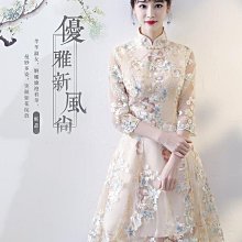改良旗袍 日常旗袍 2022春夏新款雪紡改良旗袍年輕款 高端氣質中長款少女綠色仙女裙 歷史價格詳細信息