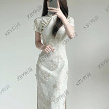 旗袍新中式訂婚旗袍女2024新款年輕款氣質高端精致白色蕾絲宴會連衣裙 歷史價格詳細信息