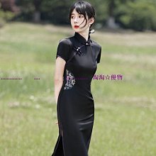 旗袍黑色旗袍夏季新款2024新中式改良年輕款氣質高端復古民國風高級感 歷史價格詳細信息