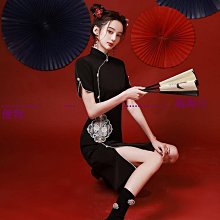 【國潮旗袍】黑色旗袍國潮年輕款改良夏季洋裝年新款長袖中國風女裝炸街~微微服飾 歷史價格詳細信息
