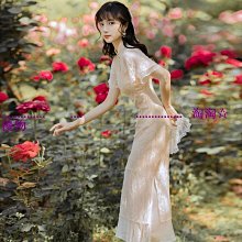 【鄰家Life】氣質開叉長袖抽褶方領杏色連衣裙女2022秋冬新款收腰顯瘦A字 歷史價格詳細信息