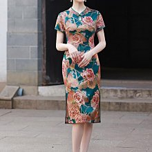 【中老年衣服】????媽媽旗袍 短袖洋裝 宴會洋裝 大尺碼媽媽夏裝短袖洋氣改良旗袍連衣裙40歲50中年婦女夏季氣質過膝-时尚女裝 歷史價格詳細信息