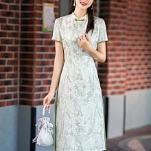 夏季改良旗袍連衣裙女中長款2021新款遮肚顯瘦V領裙子中年媽媽裝【2021夏秋上新】 歷史價格詳細信息