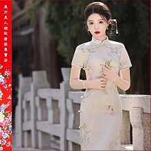 【台灣出貨】 新款印花旗袍雙層年輕款少女感修身顯瘦氣質長款清新／6876( 綠色)  ????東方美人???? 歷史價格詳細信息