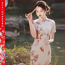 【台灣出貨】 新款印花旗袍雙層年輕款少女感修身顯瘦氣質長款清新／6876( 綠色)  ????東方美人???? 歷史價格詳細信息