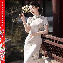 【台灣出貨】 新款印花旗袍雙層年輕款少女感修身顯瘦氣質長款清新／6876( 綠色)  ????東方美人???? 歷史價格詳細信息