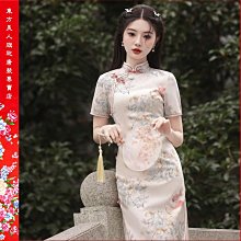 【台灣出貨】 新款印花旗袍雙層年輕款少女感修身顯瘦氣質長款清新／6876( 綠色)  ????東方美人???? 歷史價格詳細信息