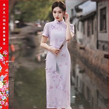 【台灣出貨】 新款印花旗袍雙層年輕款少女感修身顯瘦氣質長款清新／6876( 綠色)  ????東方美人???? 歷史價格詳細信息