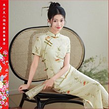 【台灣出貨】 新款印花旗袍雙層年輕款少女感修身顯瘦氣質長款清新／6876( 綠色)  ????東方美人???? 歷史價格詳細信息