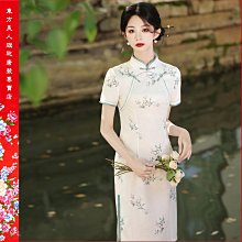 【台灣出貨】 新款印花旗袍雙層年輕款少女感修身顯瘦氣質長款清新／6876( 綠色)  ????東方美人???? 歷史價格詳細信息