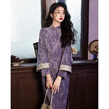 新中國風民國風高貴女人氣質富貴家族千金感上衣唐朝緞面印花改良旗袍外套女 歷史價格詳細信息