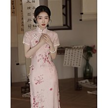 短袖旗袍 旗袍洋裝 改良旗袍 改良旗袍2023年春夏新款雪紡荷花袖素雅年輕款少女長款優雅連衣裙728 LS004 歷史價格詳細信息