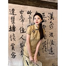 短袖旗袍 旗袍洋裝 改良旗袍 新中式改良奧黛旗袍少女年輕款2024新款粉色國風訂婚連衣裙夏茶服112 LS004 歷史價格詳細信息