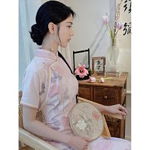 新中式2024夏季新款旗袍國風少女款印花旗袍加襯女裝連衣長裙喜慶宴會演出女漢服／1045／如圖花色／上海佳人平價旗袍唐裝店 歷史價格詳細信息