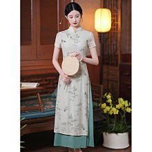 短袖旗袍 旗袍洋裝 改良旗袍 新中式改良奧黛旗袍少女年輕款2024新款粉色國風訂婚連衣裙夏茶服112 LS004 歷史價格詳細信息