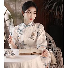 短袖旗袍 旗袍洋裝 改良旗袍 新中式改良奧黛旗袍少女年輕款2024新款粉色國風訂婚連衣裙夏茶服112 LS004 歷史價格詳細信息