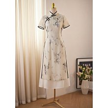 短袖旗袍 旗袍洋裝 改良旗袍 新中式改良奧黛旗袍少女年輕款2024新款粉色國風訂婚連衣裙夏茶服112 LS004 歷史價格詳細信息