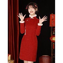 旗袍洋裝 紅色旗袍 改良旗袍 改良旗袍敬酒服新娘2023新款短款小個子刺繡金絲絨結婚禮服女秋季351 LS004 歷史價格詳細信息