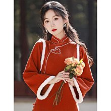 旗袍洋裝 紅色旗袍 改良旗袍 改良旗袍敬酒服新娘2023新款短款小個子刺繡金絲絨結婚禮服女秋季351 LS004 歷史價格詳細信息
