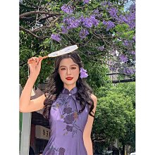 女裝 新中式掛脖顯瘦不規則長裙子 女夏季法式復古設計感吊帶 印花連衣裙-簡單女裝 歷史價格詳細信息