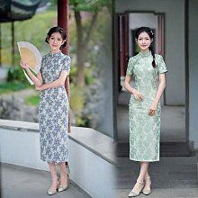 短袖旗袍洋裝 改良旗袍 長款旗袍 新中式旗袍2024夏季新款文藝復古年輕款日常素雅國風旗袍連衣裙ML005 歷史價格詳細信息