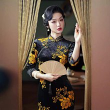 洋裝女旗袍女新款改良版旗袍裙修身顯瘦印花短袖日常氣質連衣裙-麗莎服飾 歷史價格詳細信息