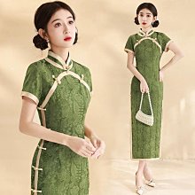 短袖旗袍 旗袍洋裝 改良旗袍 淡綠色旗袍2024新款女夏季新中式改良年輕款媽媽國風竹葉高考送考661 LS004 歷史價格詳細信息