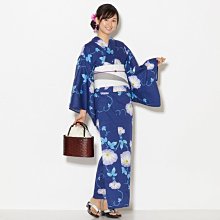 01 日本全棉正統和服浴衣 條紋打底 椿花顯高貴而可愛 古典 歷史價格詳細信息