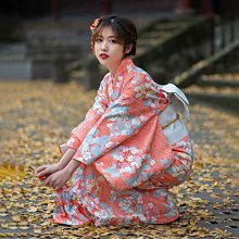 15粉橘色櫻花和服浴衣正裝懷舊風成人約拍寫真少女可愛和風cos 價格比較,價格查詢,歷史價格詳細信息
