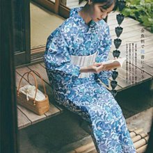 01 日本全棉正統和服浴衣 條紋打底 椿花顯高貴而可愛 古典 歷史價格詳細信息