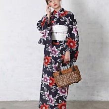 01 日本全棉正統和服浴衣 條紋打底 椿花顯高貴而可愛 古典 歷史價格詳細信息