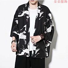 中國風外套男七分袖唐裝漢服夏薄款寬鬆日系小外套道袍和服亞麻上衣男士襯衫新款日式-時尚男裝 歷史價格詳細信息