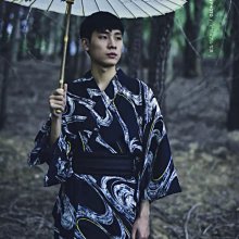 日本傳統和服男士浴衣浴袍睡衣家居服cos寫真服裝棉麻透氣黑白條  露天市集  全台最大的網路購物市集 歷史價格詳細信息