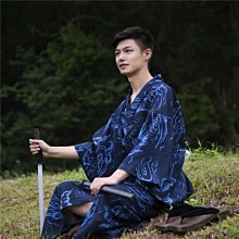 日本傳統和服男士浴衣浴袍睡衣家居服cos寫真服裝棉麻透氣黑白條  露天市集  全台最大的網路購物市集 歷史價格詳細信息