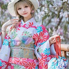 和服 日本改良版和服純欲復古清新淡雅可愛少女櫻花祭夏日祭四件套浴衣-特價 歷史價格詳細信息