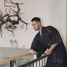 日本傳統和服男士浴衣浴袍睡衣家居服cos寫真服裝棉麻透氣黑白條  露天市集  全台最大的網路購物市集 歷史價格詳細信息