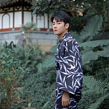 日本傳統和服男士浴衣浴袍睡衣家居服cos寫真服裝棉麻透氣黑白條  露天市集  全台最大的網路購物市集 歷史價格詳細信息