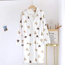 和服 日本寬松睡裙簡約居家服純棉紗布柔軟透氣和服浴袍春夏款女款睡袍-特價 歷史價格詳細信息