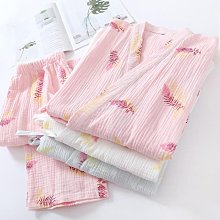 和服睡衣 日式睡衣 春夏莫代爾睡褲女寬松薄款長褲休閑闊腿褲大碼坑條棉毛花邊家居褲 歷史價格詳細信息