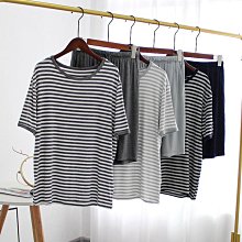 睡衣男士夏季條紋短袖長褲2024年男款薄款可外穿家居服套裝 歷史價格詳細信息