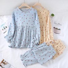 和服睡衣 日式睡衣 日系甜美和服睡衣春秋季薄款女士純棉縐布長袖長褲寬松家居服套裝 歷史價格詳細信息