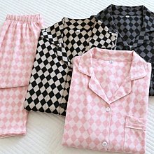 情侶款 純棉針織睡衣褲套組男女開衫長袖長褲家居服兩件套 歷史價格詳細信息