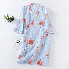春夏薄款紗布睡裙加肥開衫長款睡袍全棉雙層浴衣女日式和風睡衣 歷史價格詳細信息