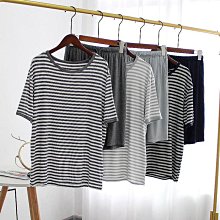 睡衣男士夏季條紋短袖長褲2024年男款薄款可外穿家居服套裝 歷史價格詳細信息