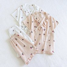 【熱賣精選】和服睡衣 日式睡衣 夏季男士和服開衫純棉雙層紗布縐布短袖短褲寬松純色薄款睡衣汗蒸 歷史價格詳細信息