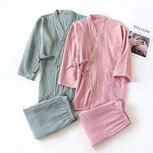 【熱賣精選】和服睡衣 日式睡衣 女士針織純棉薄款睡衣春秋大碼長袖長褲日系冬季純色家居服可外穿 歷史價格詳細信息