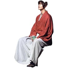 和服 日本傳統和服男裝浪客劍心紅色亞麻著物行燈袴武士服套裝復古旅拍-特價 歷史價格詳細信息