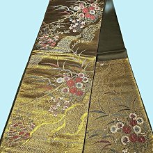 【茶】26-1102 日本和服腰帶 袋帶 金系 九百錦純金箔 歷史價格詳細信息