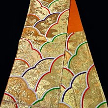 【茶】26-1102 日本和服腰帶 袋帶 金系 九百錦純金箔 歷史價格詳細信息